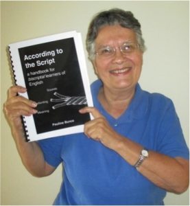 Pauline Bunce with her new book, According to the Script