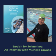 Michelle Cowans and the English for Swimming book
