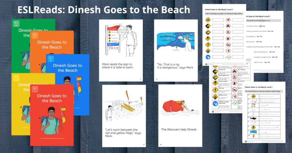 ESL Reads Dinesh goes to the beach pages