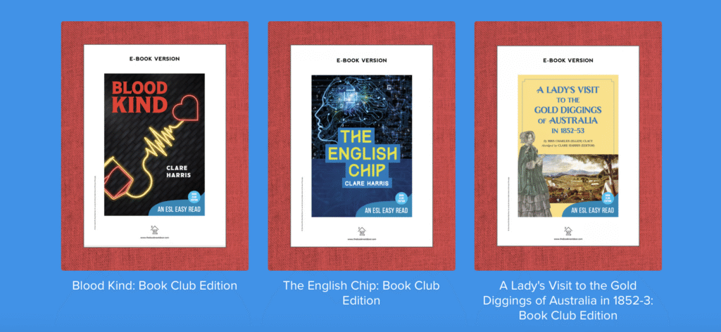 Covers of three book club readers